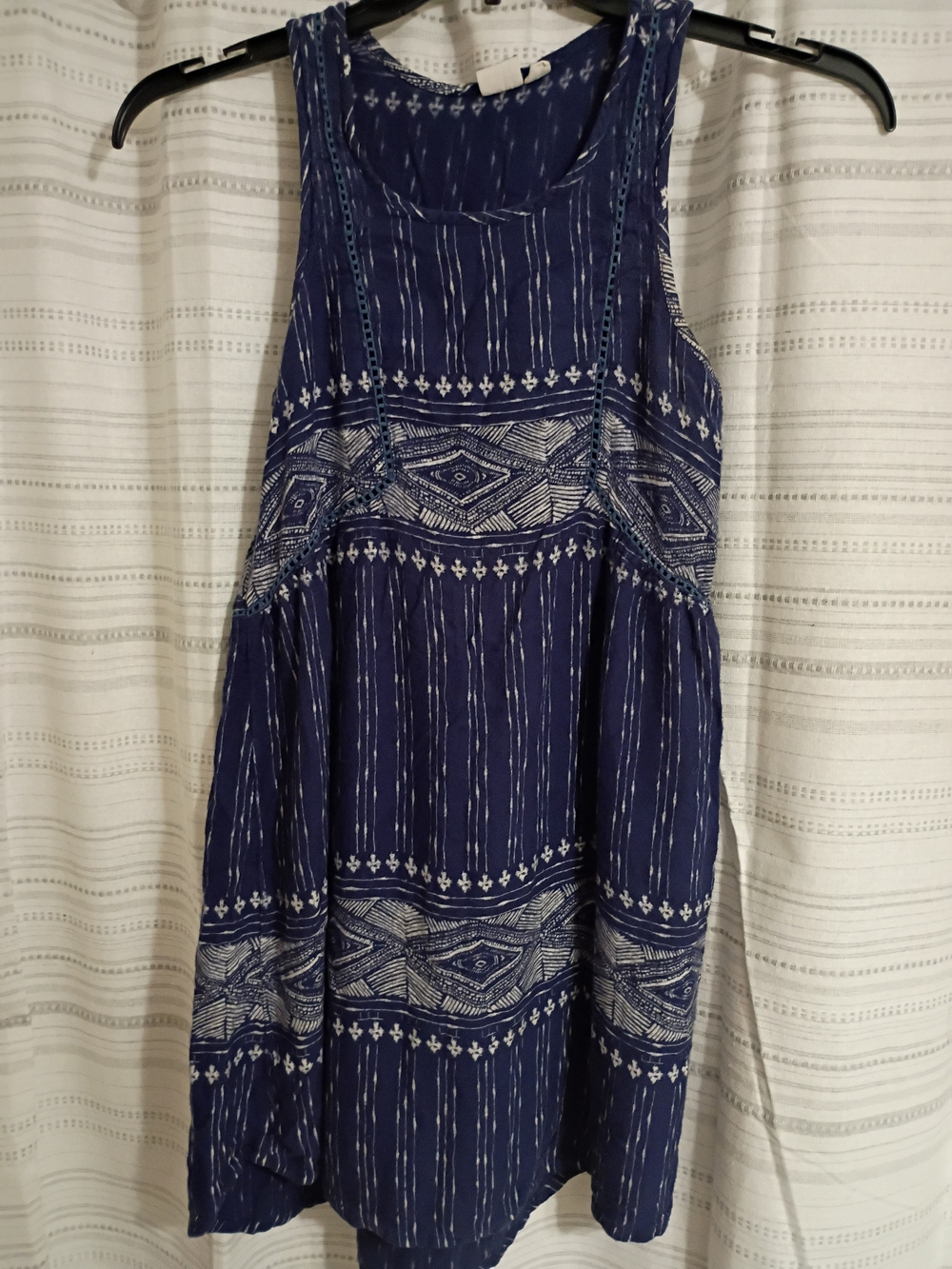 Roxy Navy Blue Printed Sleeveless Tunic Dress/Beach Cover Up